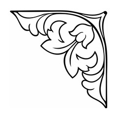 Elegant decorative corner element flourish design in black and white for various creative projects