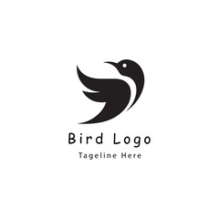 Obraz premium Minimalist Bird Logo Design with Elegant Curved Wing Silhouette and Modern Typography for Business Branding and Creative Visual Identity