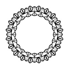 Elegant black and white decorative floral round frame for design and creative projects