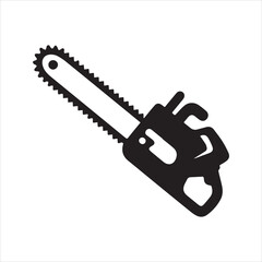Chainsaw Silhouette Icon Vector Cutting Tool Lumberjack Equipment