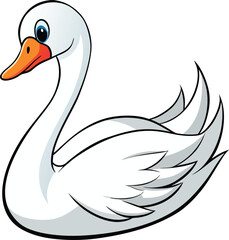 vector illustration of a white swan © Dishting Dishting 