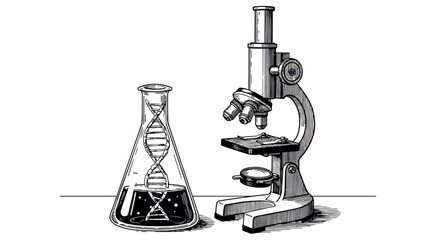 Scientific exploration vector illustration: hand drawn style for educational materials