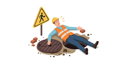 Workplace safety awareness vector illustration for construction hazard prevention