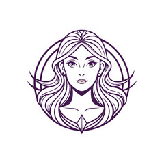Women face line art logo, icon, vector design for a beauty brand 
