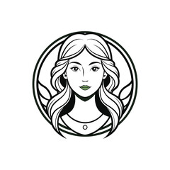 Women face line art logo, icon, vector design for a beauty brand 