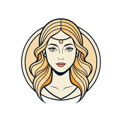 Women face line art logo, icon, vector design for a beauty brand 
