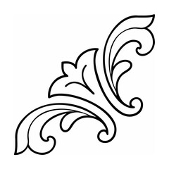 Elegant black and white flourish corner vector design for decorative graphic elements