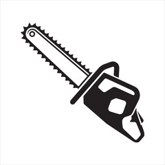 Chainsaw Silhouette Icon Vector Cutting Tool Lumberjack Equipment