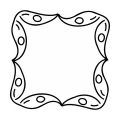 Elegant decorative square frame outline with floral inspired accents in simple black and white