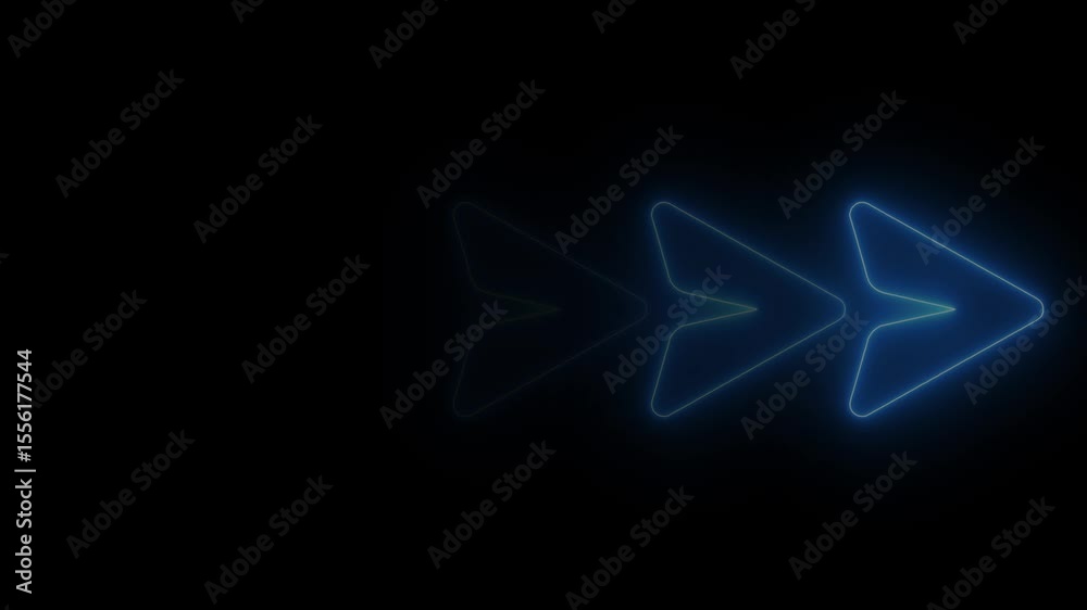 Aufkleber abstract glowing neon arrow loading animation. neon arrow animation on black background. arrow loop 