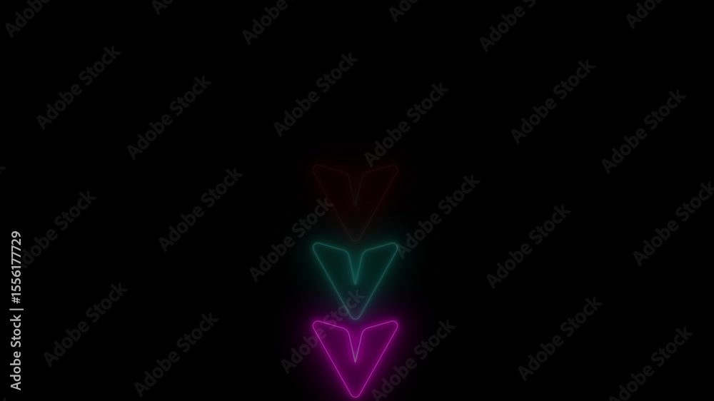 Aufkleber abstract glowing neon arrow loading animation. neon arrow animation on black background. arrow loop 