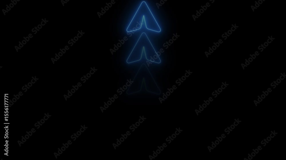 Aufkleber abstract glowing neon arrow loading animation. neon arrow animation on black background. arrow loop 