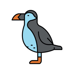 puffin color line icon for digital and print projects. Arctic animals.