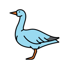snow goose color line icon for digital and print projects. Arctic animals.