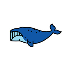 bowhead whale color line icon for digital and print projects. Arctic animals.