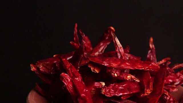 Clean red chilly pepper rotation background. Close up