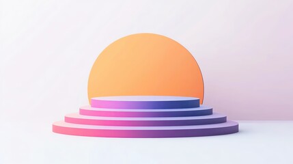 Fototapeta premium Colorful steps with a vibrant circular backdrop.