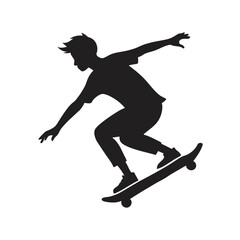 Young man skating silhouette vector illustration