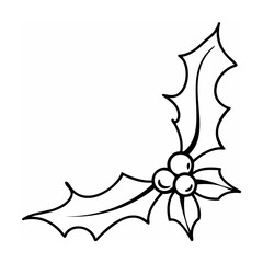 Simple black and white christmas holly berry corner element for festive design purposes