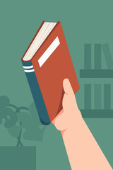 Holding book illustration