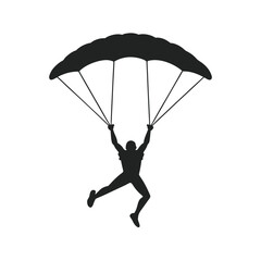 Parachutist falling silhouette vector