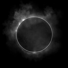 Glowing circle in the dark background	
