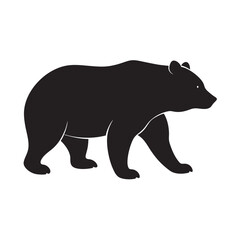 Bear walking side profile silhouette illustration