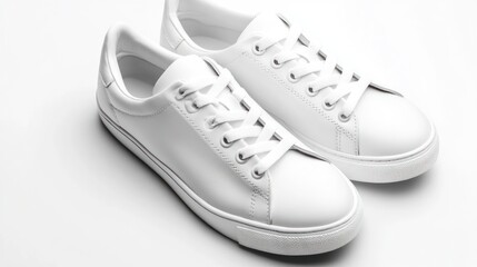 Pair of clean, white leather sneakers