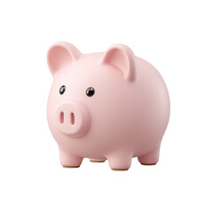 Cute and Classic Pink Piggy Bank for Saving Money on a White Background, Ideal for Financial Concepts and Budgeting Themes Transparent background or png