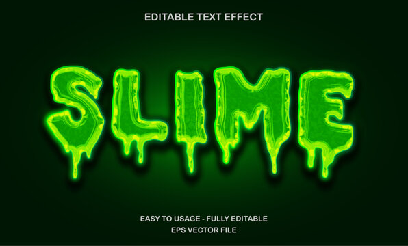 Toxic green slime text effect with dripping goo style for scary horror or game design