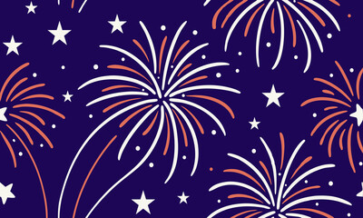 Seamless 4th of July pattern featuring glowing