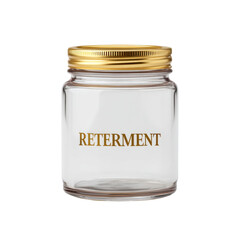 Elegant Glass Jar with Golden Lid for Savings and Creative Storage Options in Home and Office Environments Transparent background or png