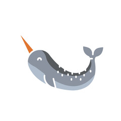 narwhal color flat icon for digital and print projects. Arctic animals.