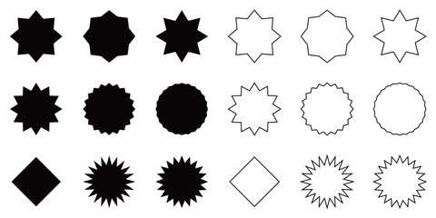イラスト素材：ギザギザのふきだし　ベクター　Set of sale sticker, Set of starburst icon.