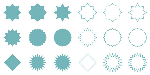 イラスト素材：ギザギザのふきだし　ベクター　Set of sale sticker, Set of starburst icon.