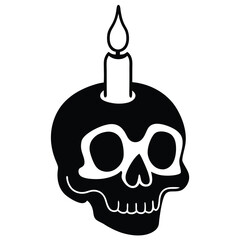 skull with candle on top vector art