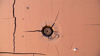 Cracked Surface with a Circular Hole: Industrial Damage and Texture Detail