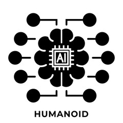 SINGLE ICON HUMANOID, BRAIN WITH CHIPS, ICON GLYPH STYLE