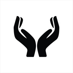 Open Hands Silhouette Icon – Vector Symbol of Care and Protection	