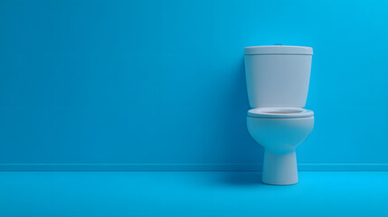 Minimal copy space. Toilet close up for blue background