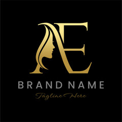 Letter AE Beauty Women Face Logo Design