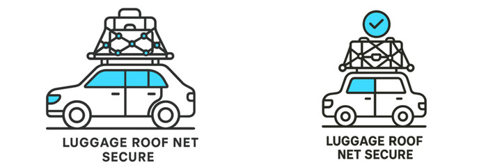 Guidelines for securing luggage with a roof net on a vehicle during travel