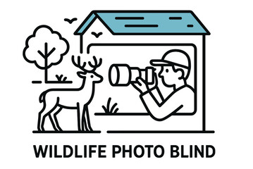 Wildlife photography enthusiast capturing deer moments in a nature setting from a photo blind