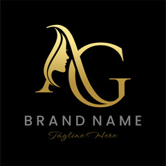 Letter AG Beauty Women Face Logo Design