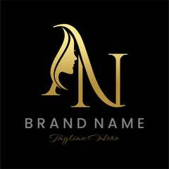 Letter AN Beauty Women Face Logo Design