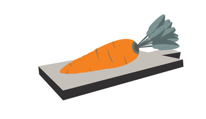 Orange carrot on cutting board vector illustration