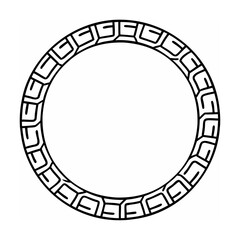 Elegant black and white decorative circle frame with intricate geometric pattern