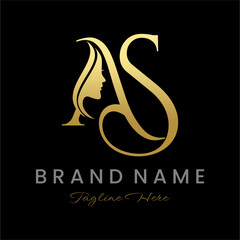Letter AS Beauty Women Face Logo Design