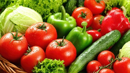 Fresh vegetables in a woven basket, a vibrant display of natural abundance and healthy living
