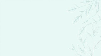 Minimalistisches Line-Art-Blätter-Muster in Weiß auf mintgrünem Hintergrund. Perfekt für moderne Designs, Poster, Einladungen und Branding.